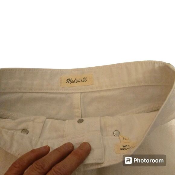Madewell Size 26 White Mini Skirt Rigid Denim‎ A-Line Summer School Teen - Picture 3 of 8